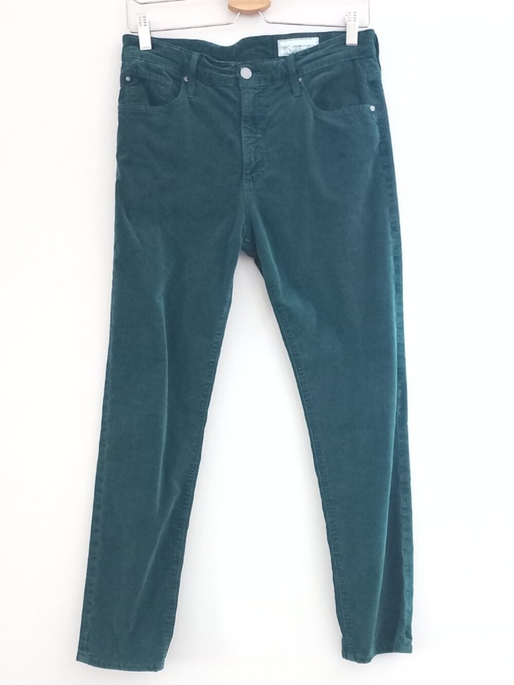 AG ADRIANO GOLDSCHMIED for ANTHROPOLOGIE teal velour jeans